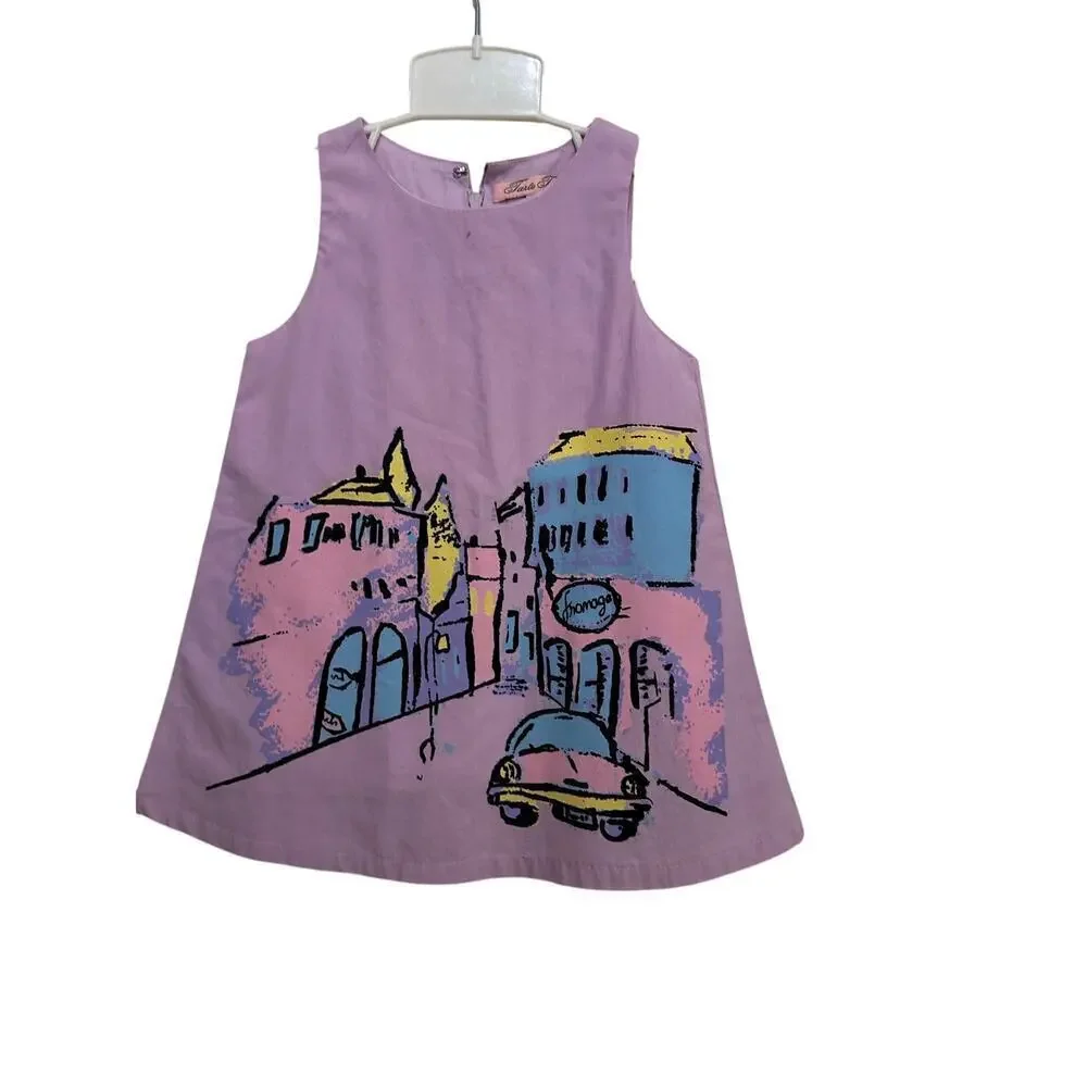Tarte Tatin Kids Girls' Purple Cotton Blend Sleeveless Dress Size 2 Years
